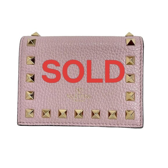 VALENTINOGARAVANI Rockstud Pink Leather - Bifold Wallet 200-060325 - Picture 1 of 5